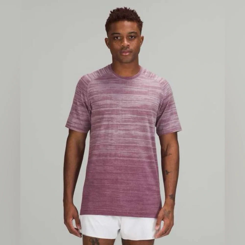 Lululemon Static Storm Stripe Vintage Plum Metal Vent Tech T-Shirt Size XXL $78
